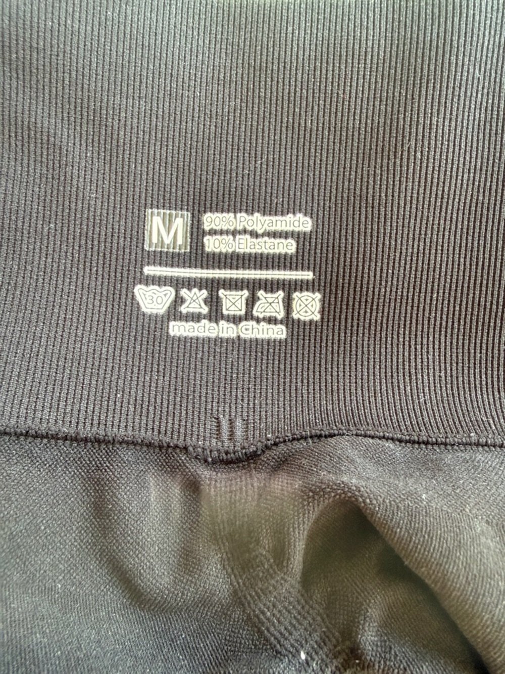 Black Ribbed Activewear Top - Size M